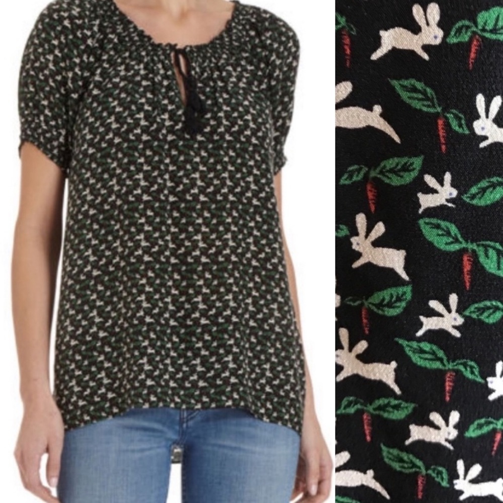 Joie “Masha” Bunnies & Carrots Peasant Top XS